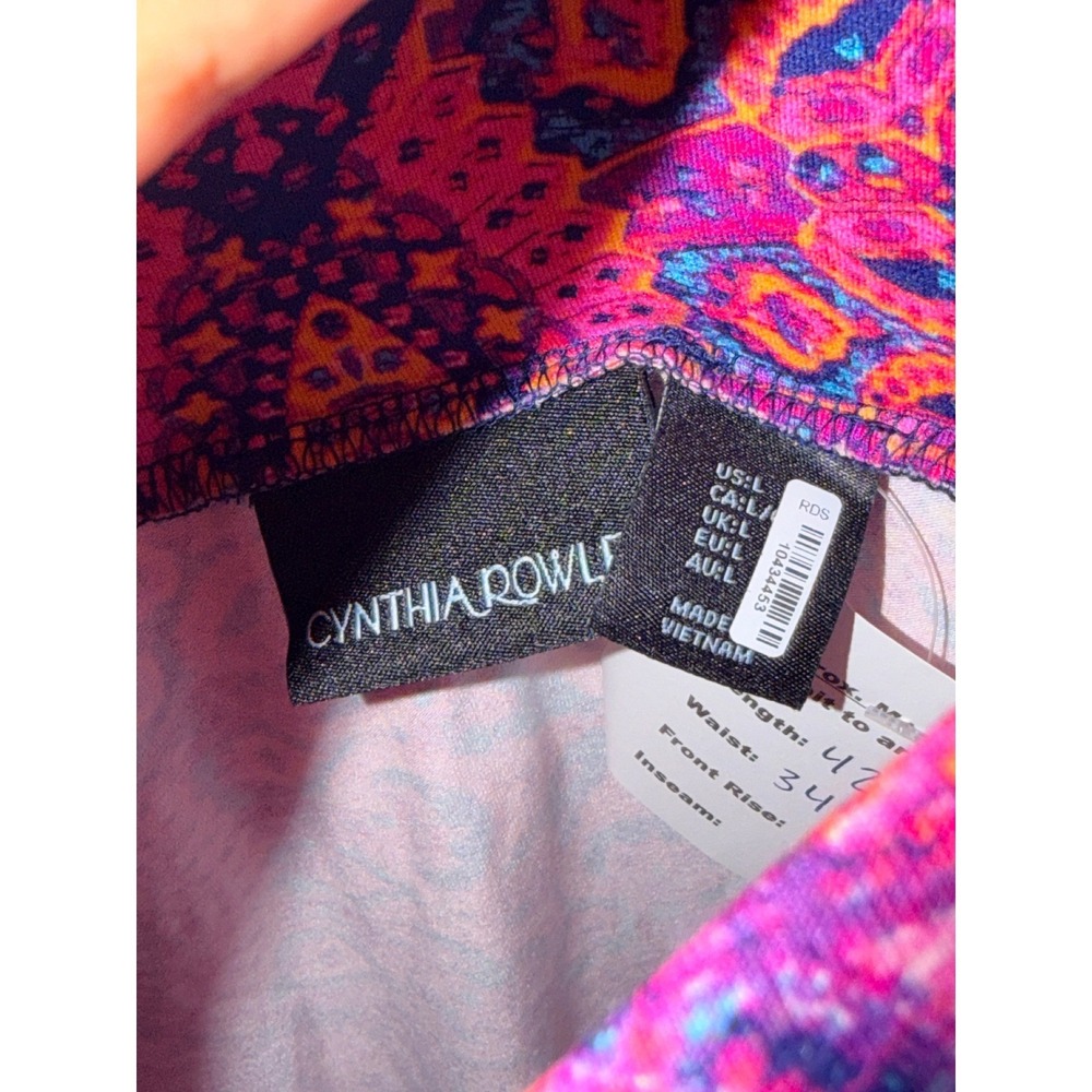 2/$30 Cynthia Rowley Pink Paisley Geometric Boho Jersey Knit Maxi Skirt Large - Picture 4 of 7